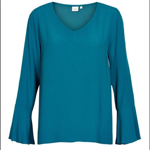 Cream 36 Fabila Blouse blue V-neck long sleeve - Picture 1 of 1